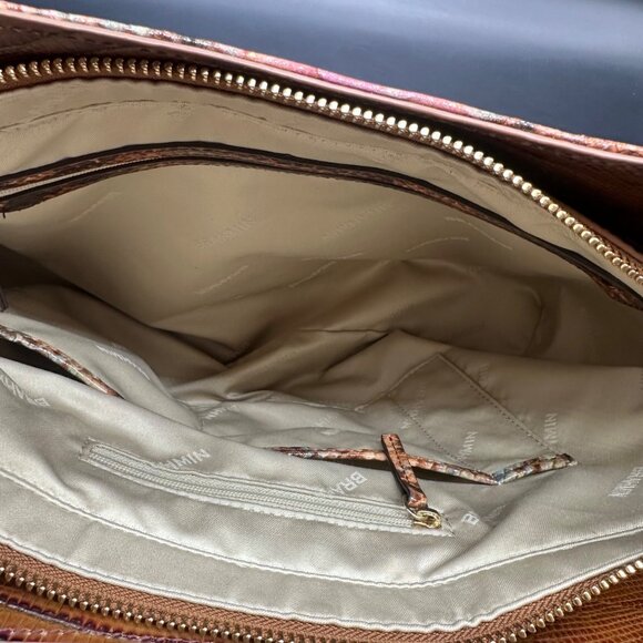 Brahmin Elaine Satchel Purse Bag Mahogany Cassaway Leather Adjustable Strap - Picture 8 of 16